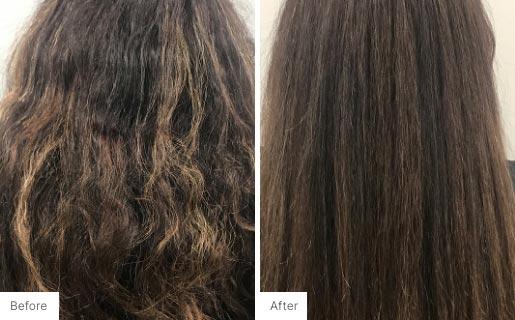 4 - Before and After Real Results picture of a woman's hair.